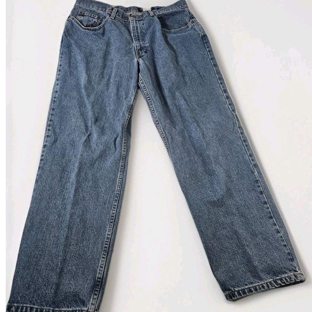 Vintage Eddie Bauerโ Relaxed Fit Jeans Mens 38x30 Blue Denim StraightLeg Dadcore